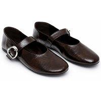 Glamorous Womens Mary Jane Buckle Strap Ballet Flats - Brown