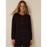 Monsoon Womens Tie-Front Trim Longline Cardigan Jacket - Black