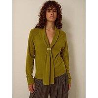Monsoon Tilly Neck Tie Jumper - Green