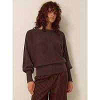 Monsoon Remi Ribbed Boat Neck Jumper - Brown