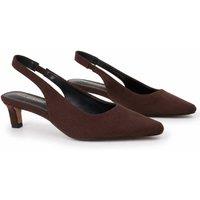 Glamorous Womens Slingback Pointed Toe Kitten Heel Shoes - Brown