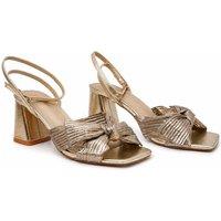 Glamorous Womens Metallic Bow Block Heeled Sandals - Gold