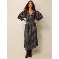 Monsoon Ruby Collar Check Print Midi Dress - Blue