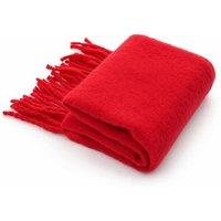 Glamorous Super Soft Blanket Scarf With Fringe Trim - Red