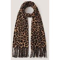 Monsoon Ginny Leopard Print Tassel Scarf - Brown