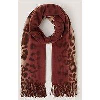 Monsoon Archi Animal Print Tassel Scarf - Brown