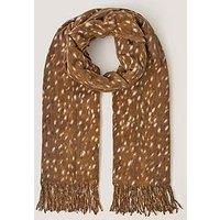 Monsoon Bea Bambi Print Tassel Scarf - Brown