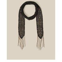 Monsoon Rosa Embroidered Skinny Scarf - Black