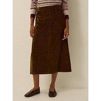 Monsoon Malika Corduroy Midi Skirt - Brown