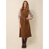 Monsoon Josie Sleeveless Faux Suede Midi Dress - Brown