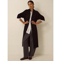 Monsoon Womens Sadie Shawl Collar Longline Open-Front Cardigan - Black