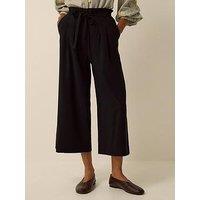 Monsoon Womens Carla Wide Leg Paperbag Culotte Trousers - Black