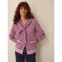 Monsoon Shola Stripe Cardigan & Scarf - Pink