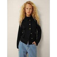 Monsoon Naya High Neck Knitted Jacket - Black
