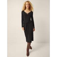 Monsoon Womens Lace Trim Tie Waist Midi Dress - Black