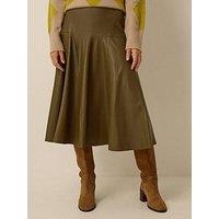 Monsoon Dianne Faux Leather Midi Skirt - Green