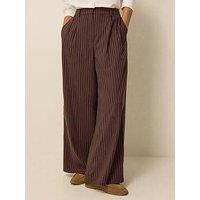 Monsoon Jen Pinstripe Wide Leg Trousers - Brown