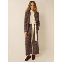 Monsoon Womens Gracie Check Wide Leg High Waist Trousers - Brown