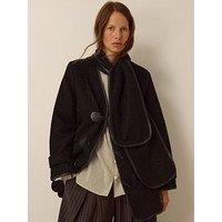 Monsoon Mae Boucle Scarf & Coat - Black