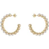 Karen Millen Logo Pearl Hoop Earrings