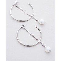 Karen Millen Modern Pearl Hoop Earrings