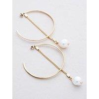 Karen Millen Modern Pearl Hoop Earrings