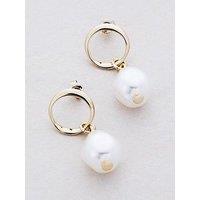 Karen Millen Modern Pearl Drop Earrings