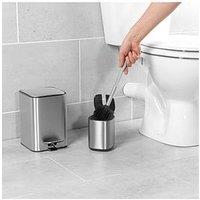 Beldray 2Pc Bin And Toilet Brush Set S. Steel