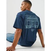 Ellesse Men'S Deca Graphic Back Print T-Shirt - Navy