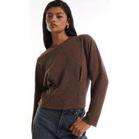 River Island Womens Pleat Front Batwing Long Sleeve Top - Brown