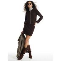 River Island Womens Cozy Rib Skirt Ribbed Co-Ord Mini Skirt - Brown