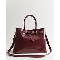 New Look Faux Leather Belted Tote School & Bag - Red