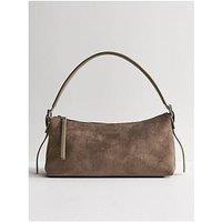 New Look Faux Suede Shoulder Bag - Grey