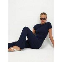 River Island Rib Flare Leggings - Navy