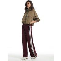 River Island Womens Wide Leg Popper Side Stripe Trousers - Burgundy