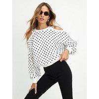 River Island Long Sleeve Cold Shoulder Sweat Polka