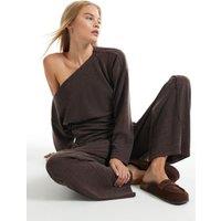 River Island Womens Cosy Off Shoulder Asymmetric Top - Brown