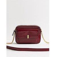 New Look Faux Leather Bar Pocket Crossbody Bag - Red