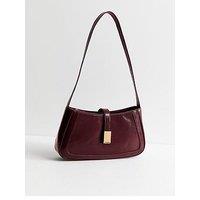 New Look Dark Burgundy Faux Leather Clip Detail Shoulder Bag