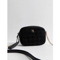 New Look Faux Leather Woven Panel Crossbody Bag - Black