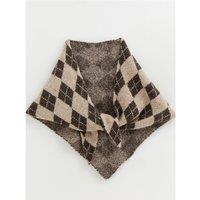 New Look Womens Argyle Knit Mini Triangle Scarf - Brown