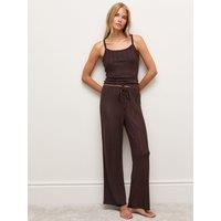 New Look Womens Pointelle Wide Leg Pyjama Trousers - Brown
