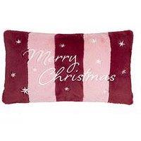 Furn Merry Christmas Fur Stripe 30X50 Polyester Cushion Burgundy/Pink