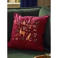 Furn Berry Woods 45X45 Polyester Cushion Burgundy