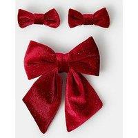 Accessorize Girls Velvet Bow Hair Bundle - Red