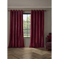 Paoletti Regency Stripe Eyelet Curtains Burgundy