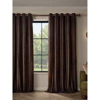 Paoletti Regency Stripe Eyelet Curtains Chocolate