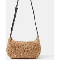 Accessorize Shearling Crossbody Bag - Beige