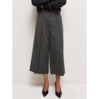 New Look Womens Front Pleat Lined Culottes - Dark Grey