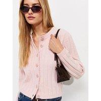 New Look Wide Ribbed Meet The Jean Cardigan - Pink